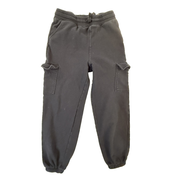 H&M Pants Boys 13-14 Black Fleece Joggers Youth Drawstring Elastic Waist Pockets - Picture 1 of 5